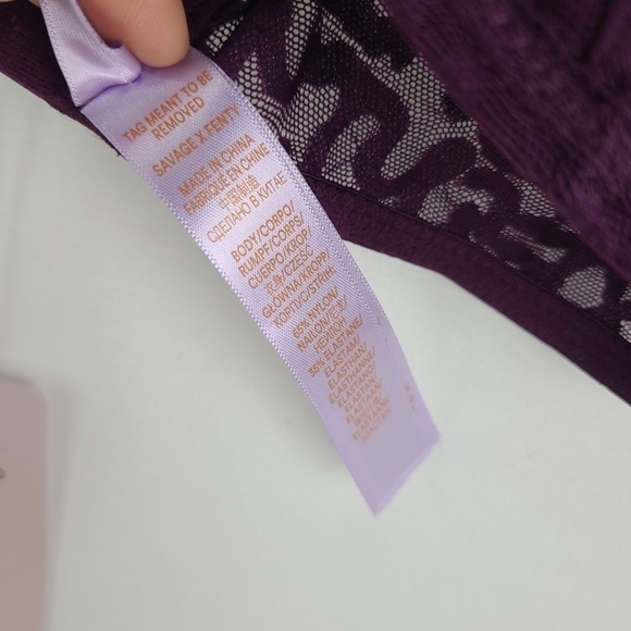 Savage X Fenty Womens Tagged By Quarter Late Nught Purple Lace Plunge Bra Sz 34B - Picture 7 of 10